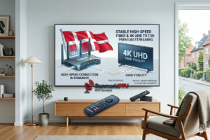 Essential requirements to install IPTV in Denmark including high-speed internet and a 4K compatible TV.